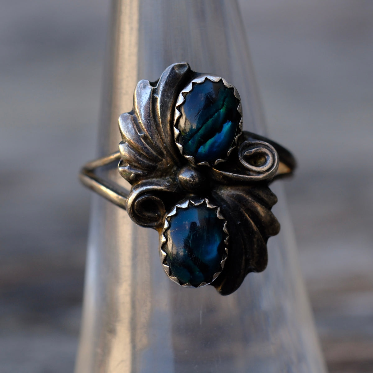 Vintage Sterling Blue Abalone Ring 6