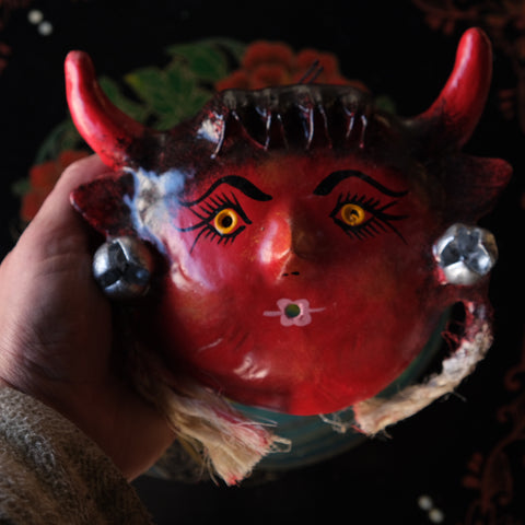Hand Carved and Painted She Devil Wall Hanging