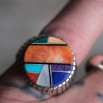 Vintage Sterling Zuni Inlay Ring 8