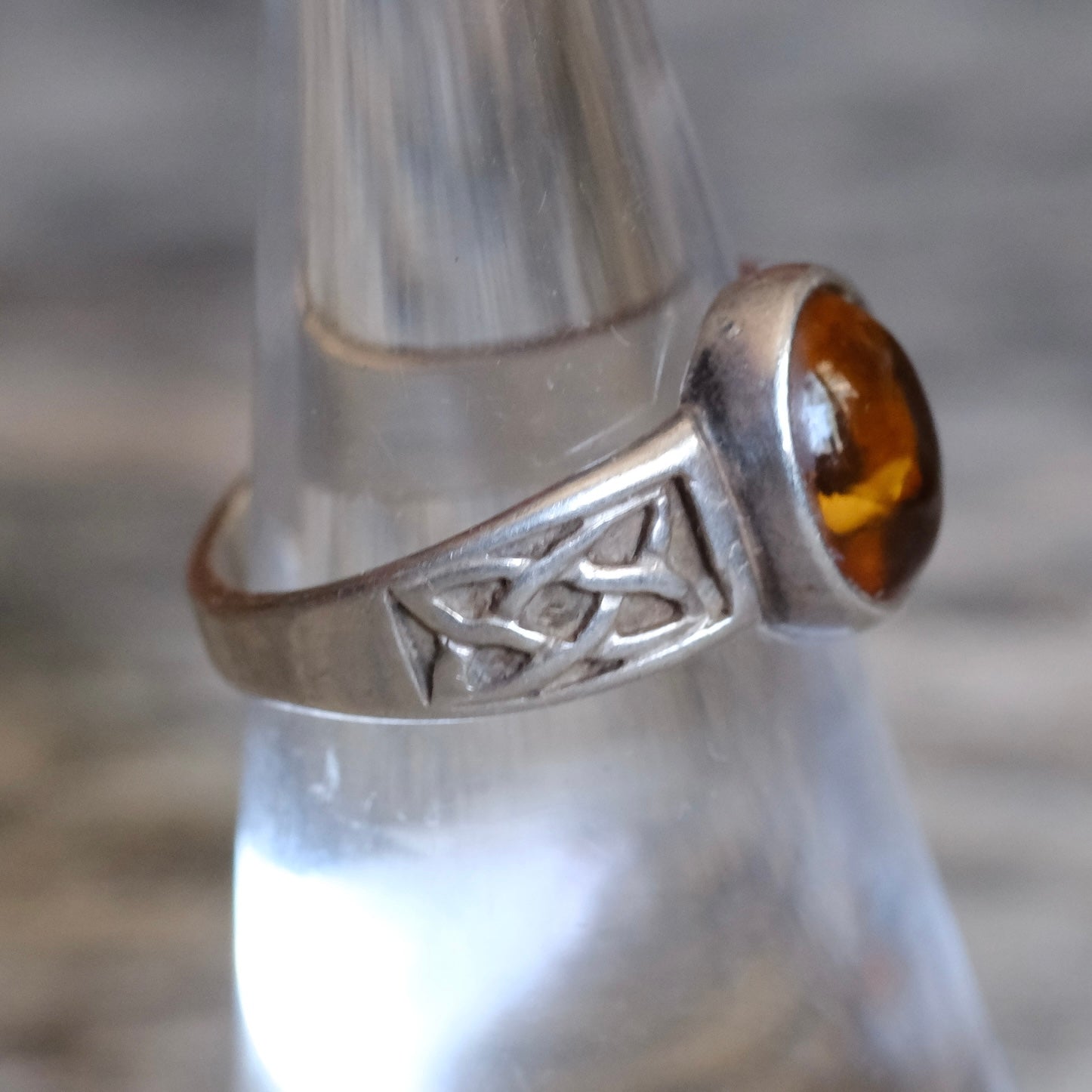 Vintage Sterling Amber Ring 6