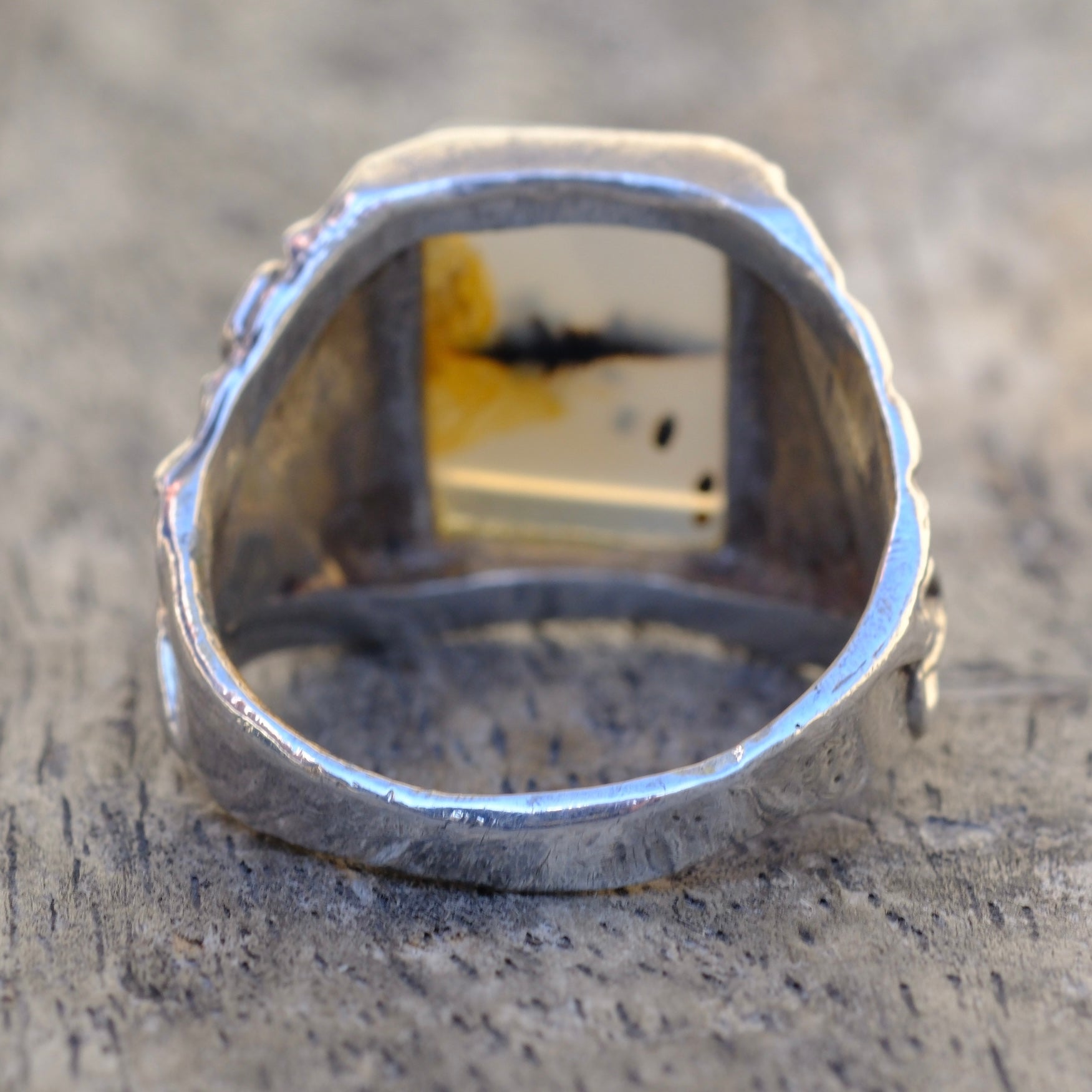 Vintage Sterling Agate Signet Ring 12.25