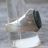 Vintage Sterling Multistone Inlay Signet Ring 11.5