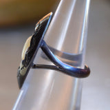 Vintage Sterling Mother Of Pearl Shadowbox Ring 6.25