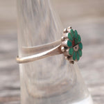 Vintage Sterling Turquoise Inlay Zuni Surface Ring 7.5