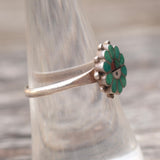 Vintage Sterling Turquoise Inlay Zuni Surface Ring 7.5