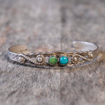 Vintage Sterling 2-Stone Turquoise Cuff