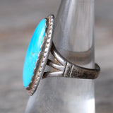 Vintage Sterling Turquoise Roper Ring 7