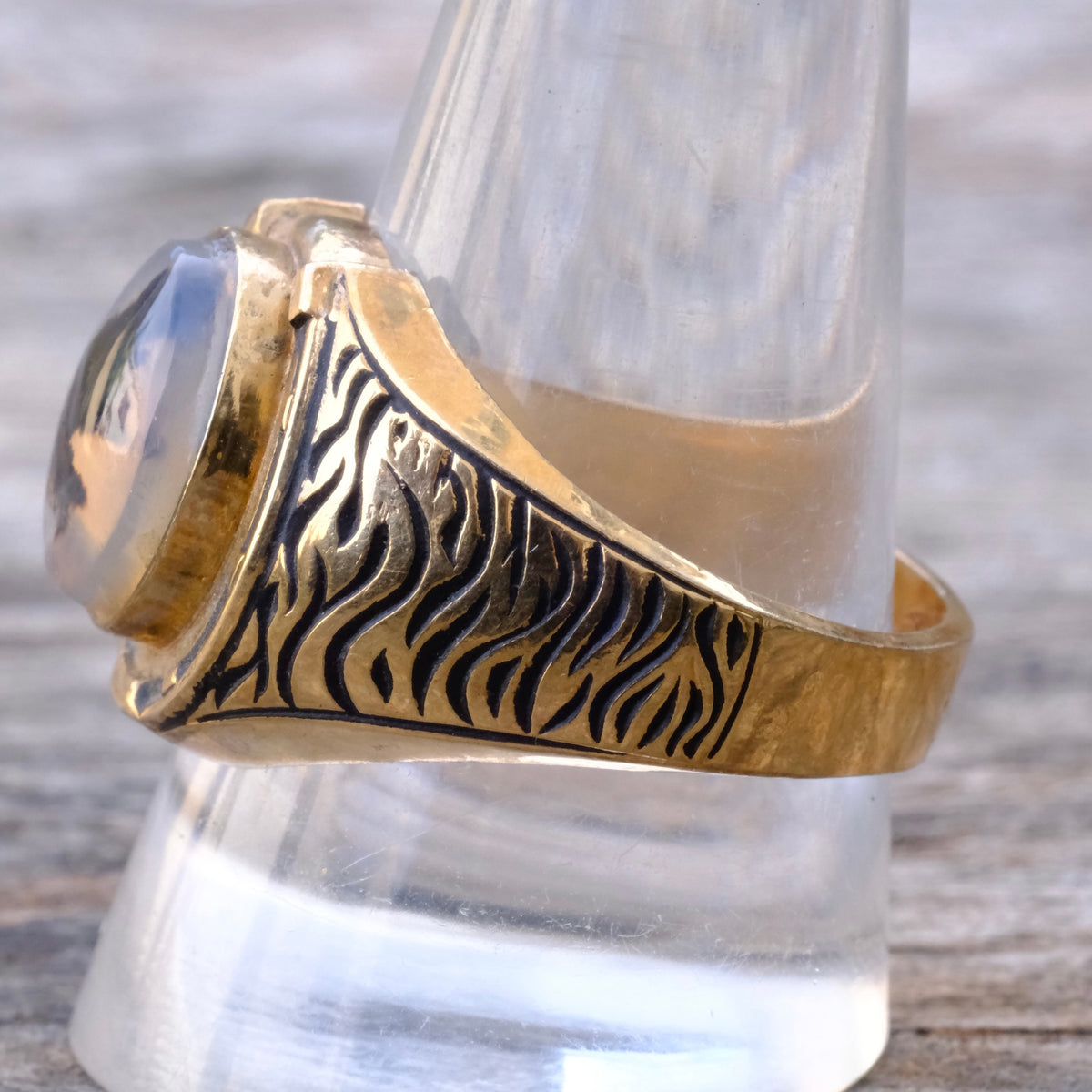 Vintage 10K Gold Filled Agate Horseshoe Ring 11.25