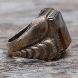 Vintage Sterling Agate Signet Ring 4.75