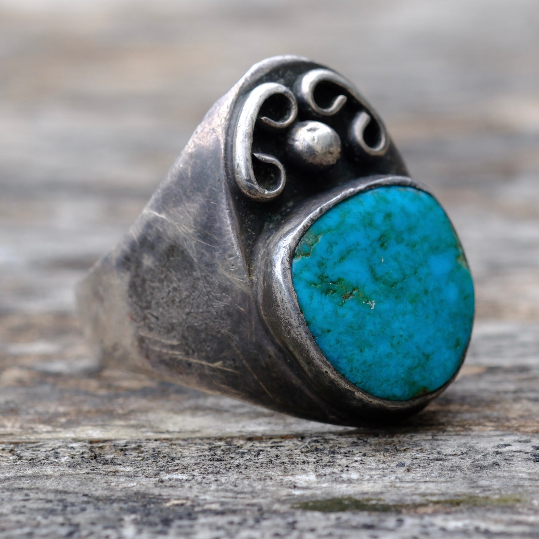 Vintage Sterling Turquoise Ring 10.75