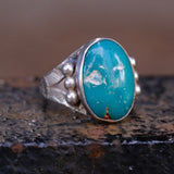 Vintage Sterling Turquoise Stamped Band Ring 5.25