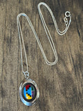 Vintage Sterling Silver Multi-Stone Inlay Shadowbox Necklace