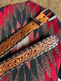 Vintage Hand Tooled Rockmount Ranch Brown Leather ‘GIL’ Studded Belt