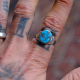 Vintage Sterling Turquoise Stamped Band Ring 9.25