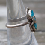 Vintage Sterling Effie Turquoise Snake Ring 6.5