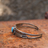 Vintage Sterling Turquoise Feather Cuff