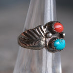Vintage Sterling Turquoise and Coral Ring 6