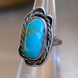 Vintage Sterling Turquoise Roper Ring 4.75