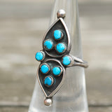Vintage Sterling Turquoise Cluster Ring 6.5