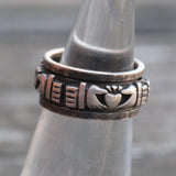 Vintage Sterling Claddagh Spinner Ring 4.25