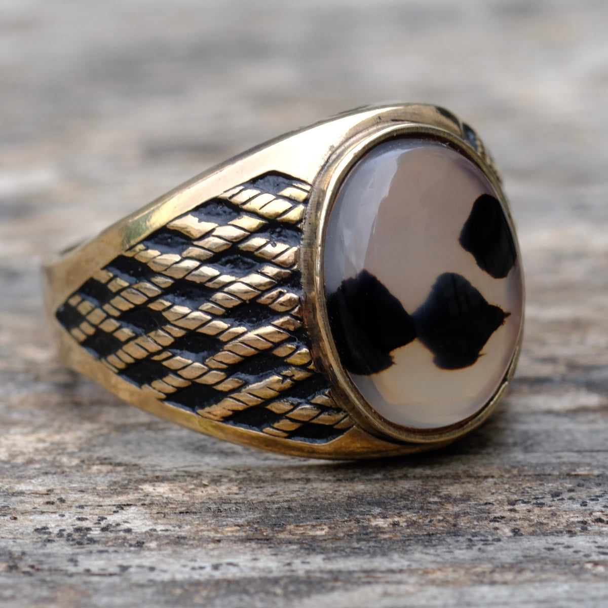Vintage 10K Gold Filled Agate Signet Ring 13