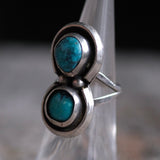 Vintage Sterling 2-Stone Turquoise Ring 5.25