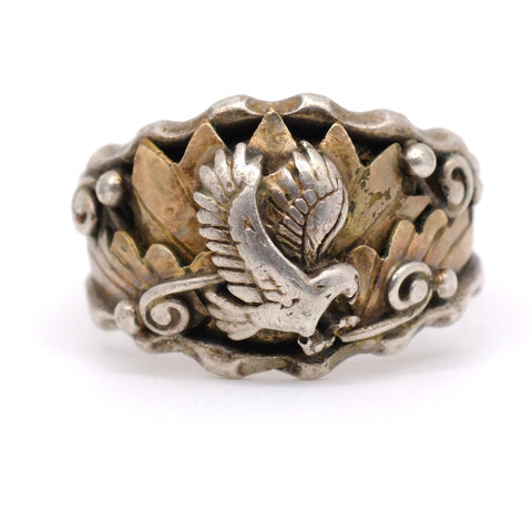 Vintage Sterling Silver and Copper Eagle Ring 11