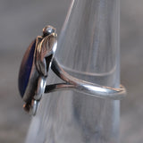 Vintage Sterling Lapis Feather Ring 6.75