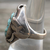 Vintage Sterling Turquoise Ribbed Band Ring 8.75