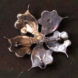 Vintage Sterling Turquoise Flower Brooch