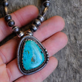 Vintage Sterling Silver Turquoise Necklace 24"