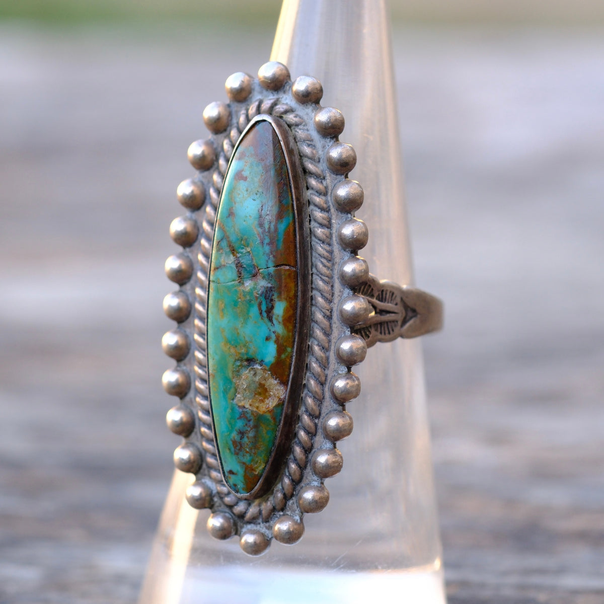 Vintage Sterling Turquoise Ring 7.25