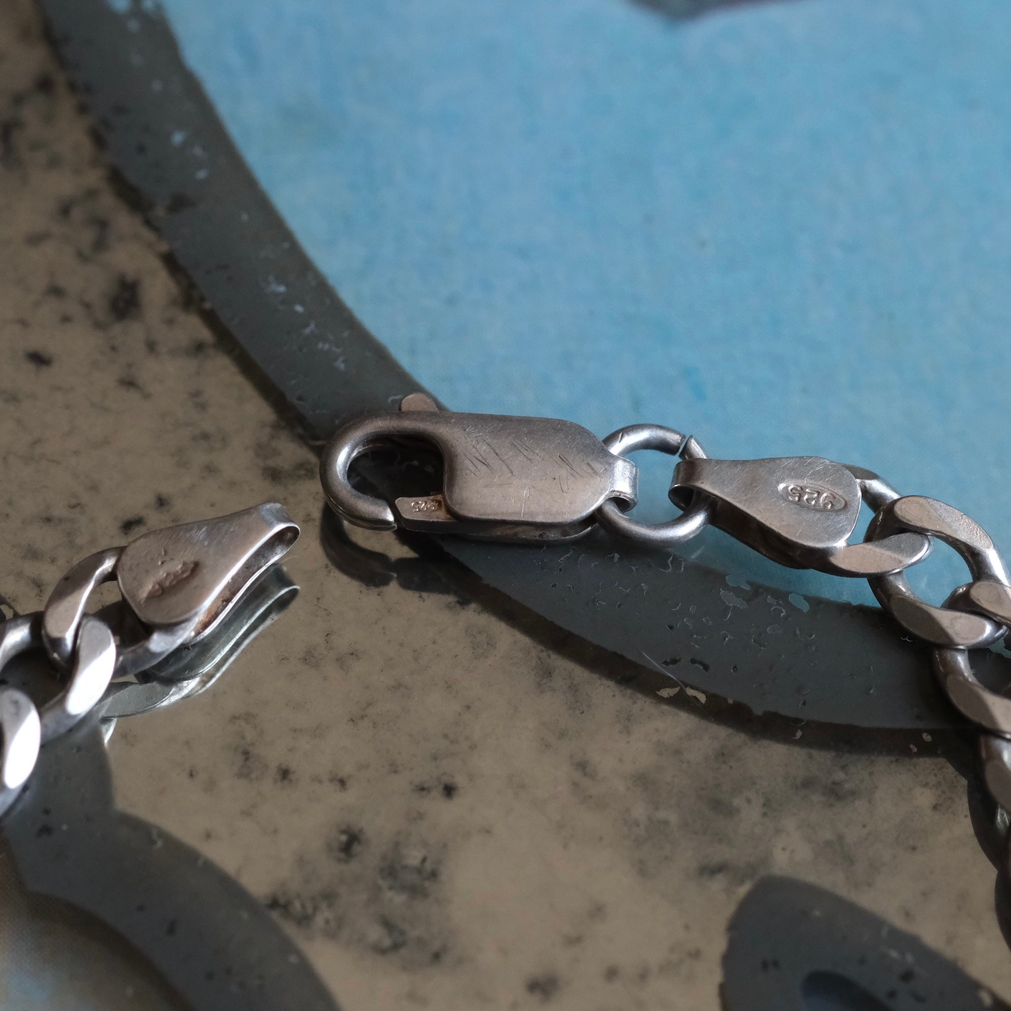 Vintage Sterling Silver Curb Chain Bracelet 7"