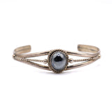 Vintage Sterling Hematite Cuff Bracelet 6.25"