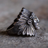 Vintage Sterling Big Chief Ring 9.25