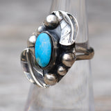 Vintage Sterling Turquoise Feather Ring 5
