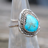 Vintage Sterling Turquoise Roper Ring 5.5