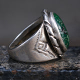 Vintage Sterling Turquoise Stamped Band Ring 9.25