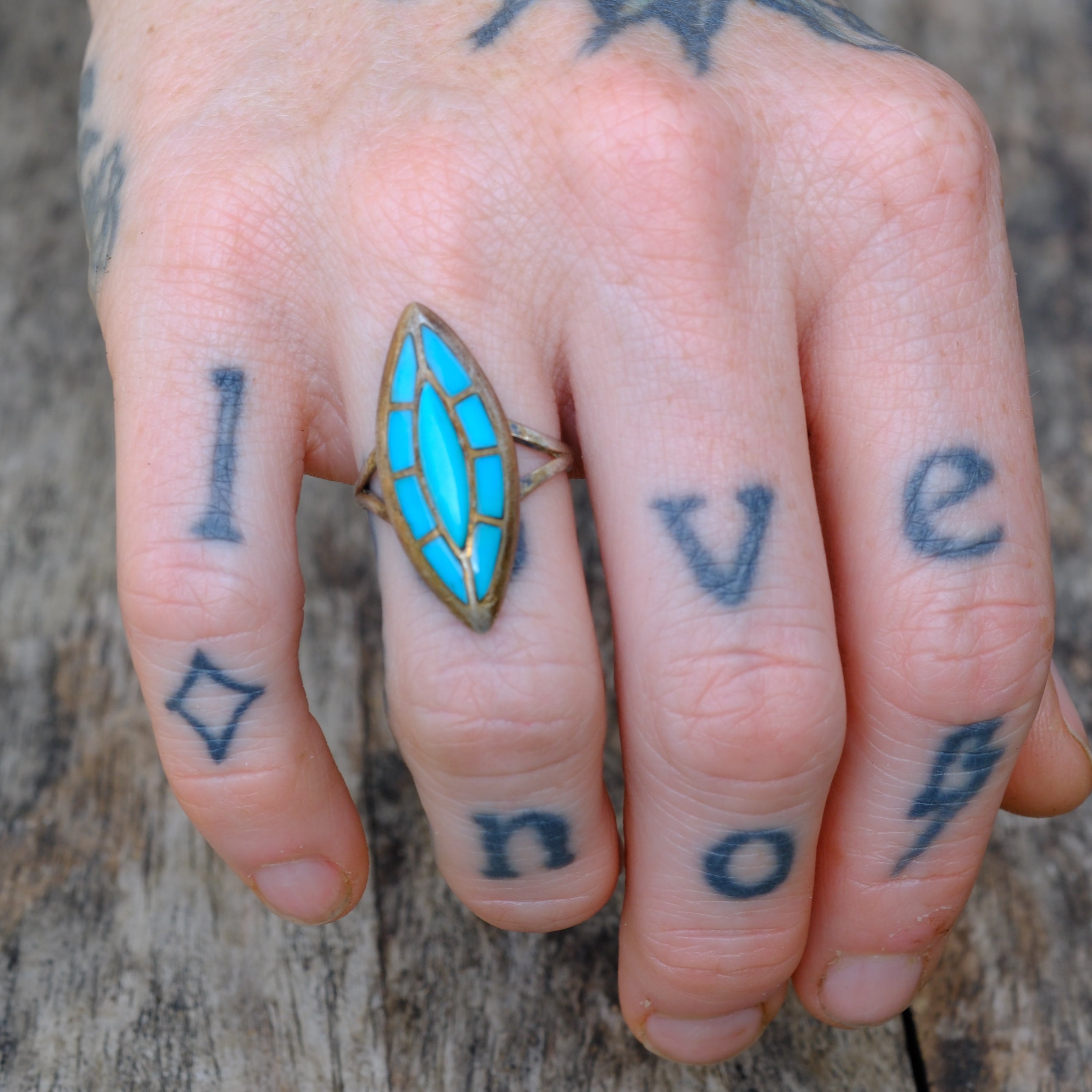 Vintage Sterling Turquoise Ring 6.25