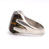 Vintage Sterling Tigers Eye Deco Signet Ring 10.75