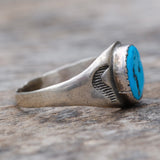 Vintage Sterling Turquoise Stamped Band Ring 12
