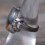 Vintage Sterling Agate Signet Ring 7.25