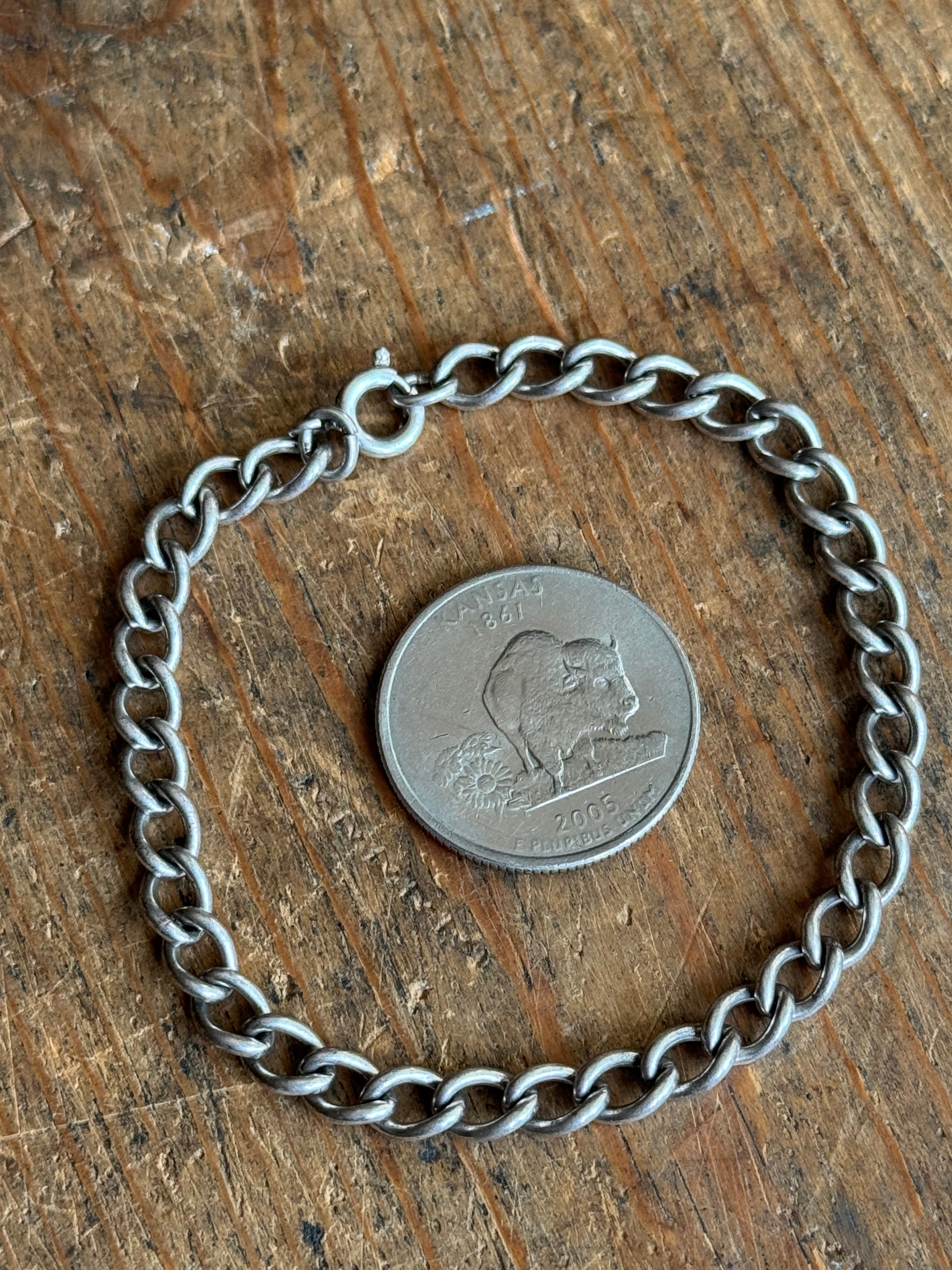 Vintage Sterling Silver 7.25” Curb Chain Bracelet