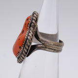 Vintage Sterling Coral Roper Ring 2.75
