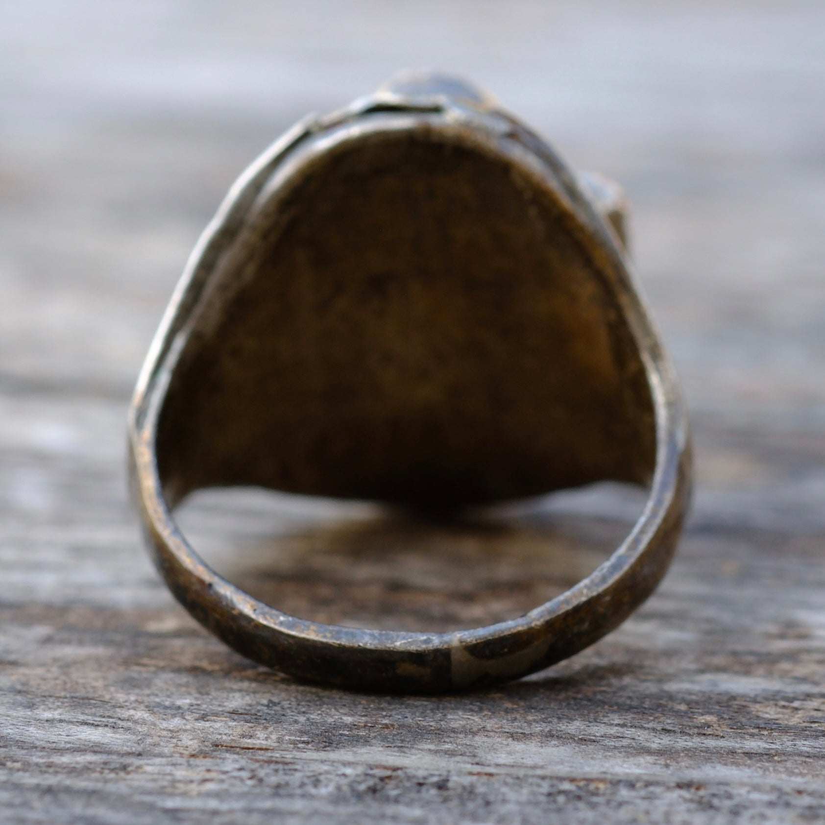 Vintage Sterling Turquoise and Coral Buffalo Ring 11.5