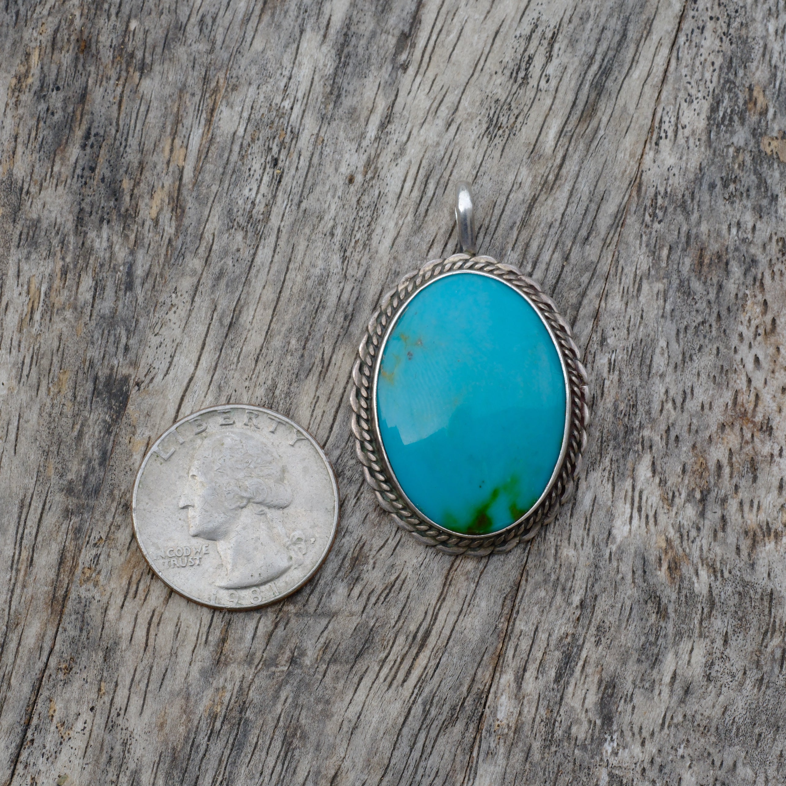 Vintage Sterling Turquoise Pendant