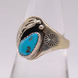 Vintage Sterling Turquoise Feather Ring 8.25