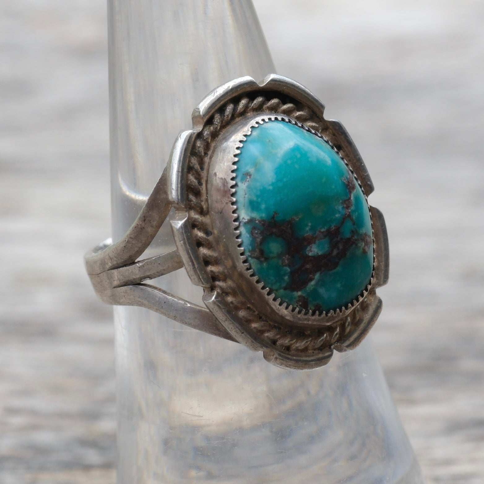 Vintage Sterling Turquoise Ring 6.5