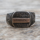 Vintage Sterling and Gold Manila Signet Ring 11.25