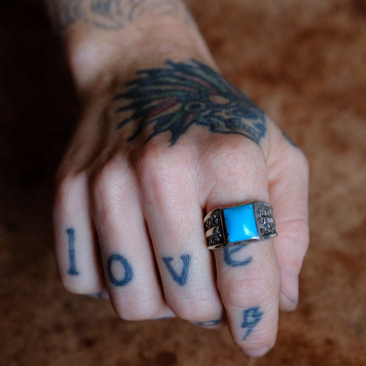 Vintage Sterling Turquoise Ring 10.75